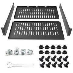 2U Server Rack Shelf Vented Cantilever Tray 19 Inch Cabinet 16 Inch Deep