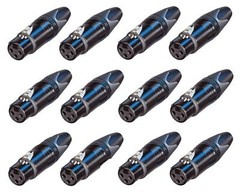 (12 PACK) NEUTRIK NC3FXX-B 3-Pin XLR Female Cable Mt Connector Black w/ Gold Pin