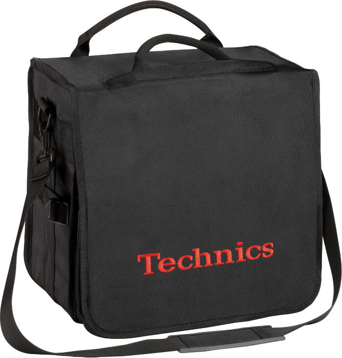 Technics DJ Backpack Black Embroidered Logo Red For 45 LPs