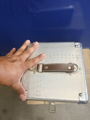 vintage riveted aluminum briefcase, 8×8
