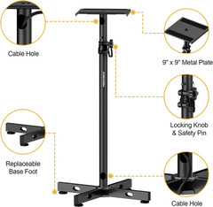 Adjustable Studio Monitor Stands with Cable Management for Optimal Sound
