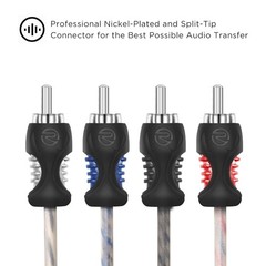 RECOIL RCI43 100% Oxygen Free Copper 4-Channel RCA Audio Cable, Twisted 3ft