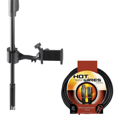 Mic Stand Smartphone Holder + 20ft XLR Microphone Cable Vocal Performance Bundle