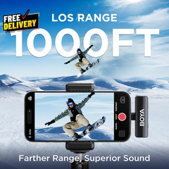 LINK 2 Wireless Lavalier Microphone for iPhone/Android USB-C Lightning TRS 1000F