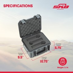 SKB Microphone Hard Case, Polypropylene Shell with 6-Slot Foam Interior, Black