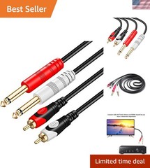 RCA to 1/4 Audio Cable 10Ft Dual 6.35mm TS to RCA Male Stereo Mixer Amplifier Co
