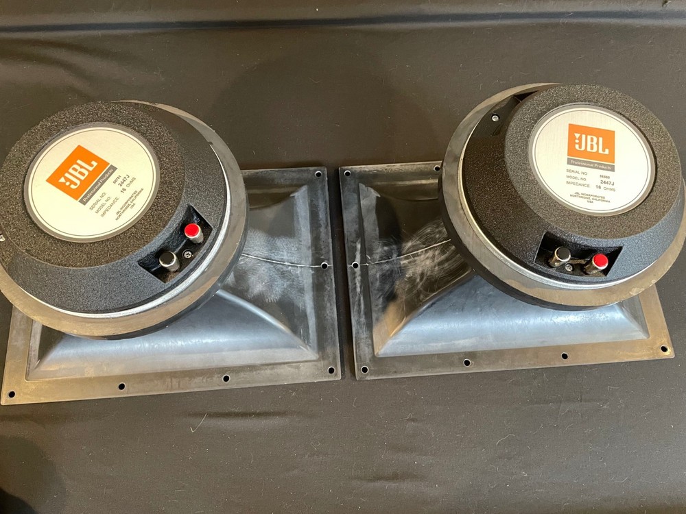 PAIR – JBL 2447J + 2381 Horns – 4″ Compression Drivers – 16ohms