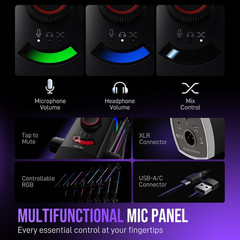 Gaming Microphone Kit, XLR/USB Dynamic PC Microphone with Boom Arm