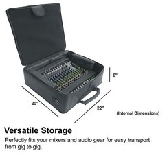 Rockville Semi-Hard Mixer Bag w/6 Padded Dividers Fits Mackie 1604VLZ4