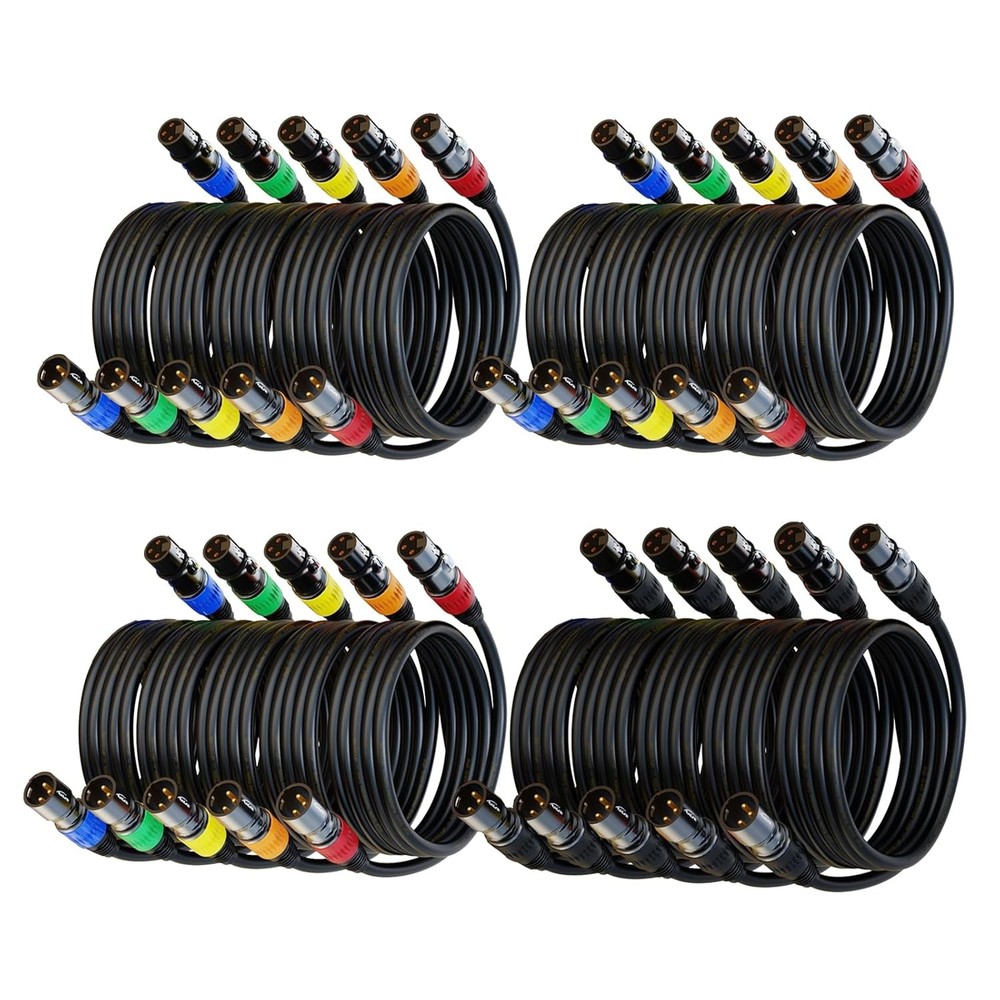25ft Gold Plated XLR Microphone Cables Male to Female 20 Pack XLR Audio Mic
