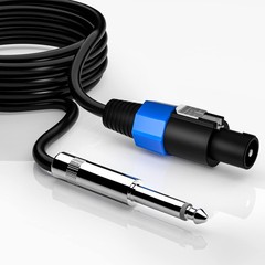 2-Pack 6 ft Speaker Cable – Speakon to 1/4 in TS, Professional 12AWG Wire Lock