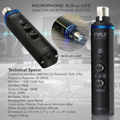 Pyle Microphone XLR-to-USB Adaptor (USB Mic Interface, Plug-and-Play PDUSBPP10