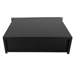 19″ 3U Steel Plate DJ Drawer Equipment Cabinet with Keys Black, in stock