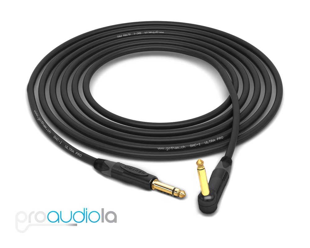 Gotham GAC-1 Ultra Pro Instrument Cable | Neutrik Straight to 90º | 25 ft | 7.6m