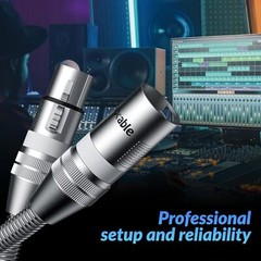XLR to XLR Cable 15 Feet, Premium XLR Microphone Cable, Heavy Duty 22AWG OFC …