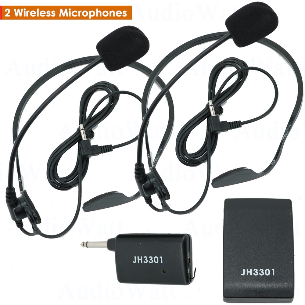 2x EMB JH3301 Uni-Directional Wireless Microphone + Transmitter + Receiver – NEW