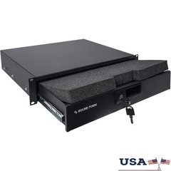 19in 2U Locking Rack Drawer Steel Storage Device Organizer W/ Foam Protection US