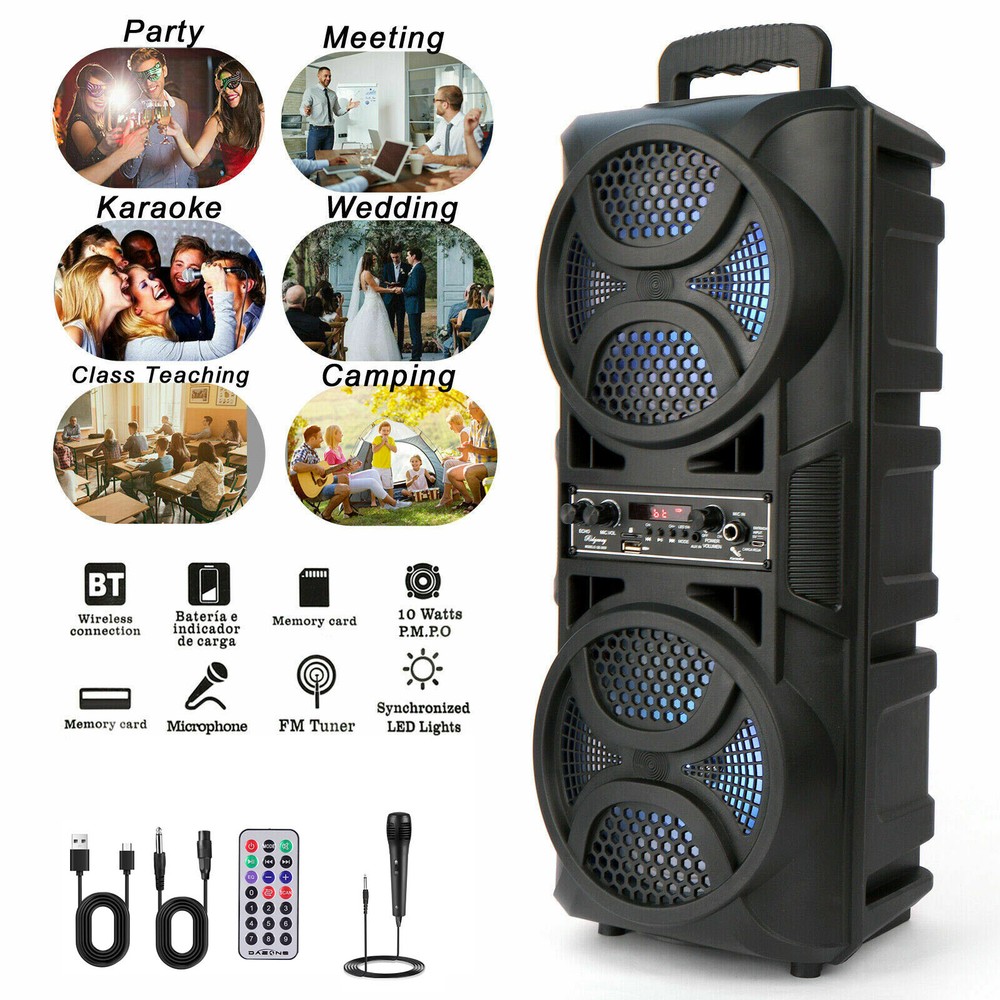3000W Portable Bluetooth Speaker Heavy Bass Subwoofer Sound System Party w/Mic