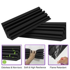 12 Pack Bass Trap Acoustic Foam Corner Panels 4x4x12 Inch Sound Absorbers