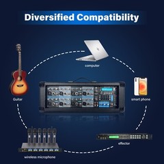 proreck PA Speaker System 2400W Bluetooth with 8-Channel Mixer Combo Set