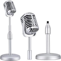 Vintage Desktop Microphone Prop Model with Adjustable Stand, Classic Retro Style