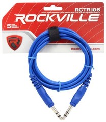 2 Rockville RCTR106BL Blue 6′ 1/4“ TRS to 1/4“ TRS Cable 100% Copper