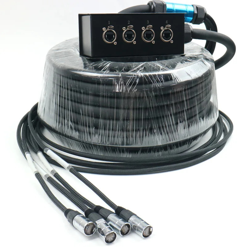 4 Channel 10M,20M,30M Cat6 Ethercon Snake Oft Cable Audio Stage Box