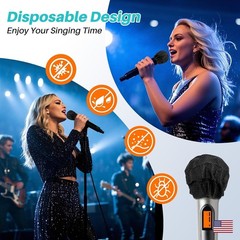 100PCS MAQIHAN Disposable Microphone Cover – Black Non-Woven Mic Covers