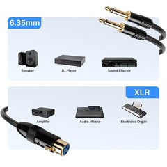 XLR to Dual 1/4 TS Microphone Y Splitter Cable,3-Pin XLR Female to Dual 6.35m…