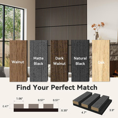 MDF Acoustic Wall Panels, 5 Pack 3.9″ X 4.7″ 3D Slat Wood Panels for Wall, Sound