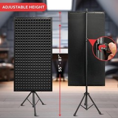 Pyle 2 Pcs. Sound Absorbing Wall Panel Studio Foam – Dampening Wedge with Stand