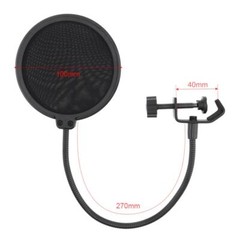Microphone Pop Filter Dual Layered Mic Shield With Flexible 360° Gooseneck Clip