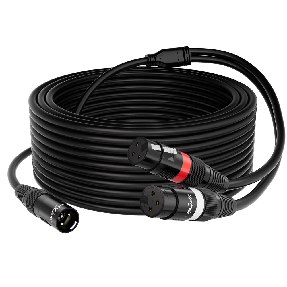 XLR Splitter Y-XLR Cable 40 FT, Gold-Plated 3-Pin XLR Male to Dual Female Pat…