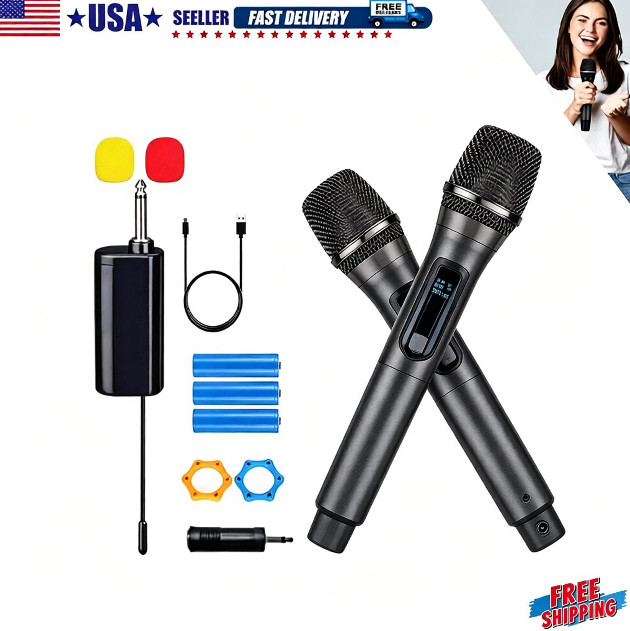 2PCS Professional Microphone Handheld Mic System Karaoke w/Receiver For Speech