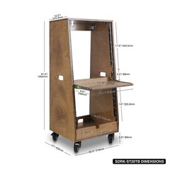 Sound Town DIY Slanted 20U Studio Rack (12U+8U ), Weathered Brown(SDRK-ST20TB)