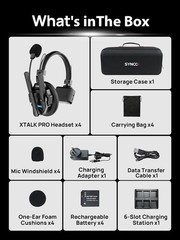 SYNCO XTALK XPRO Wireless Intercom Headset System Noise Cancellation 4PCS/SET