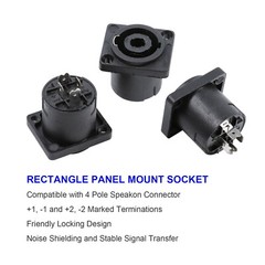 4 Pole Speakon Connector w/ Panel Mount Chassis Socket PA DJ NL4FC NL4FX Adapter