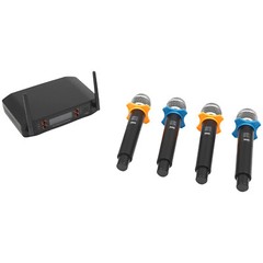 Wireless Microphone System 4 Channel Pro Audio UHF 4 Handheld Dynamic Mic Party