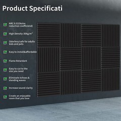 12~96 PACK 12″X12″X1″ Acoustic Foam Panel Wedge Studio Soundproofing Wall Tiles