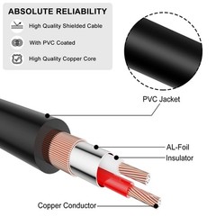 6 Feet Gold Plated TRS Instrument Cable – Tangle-Free Male to Male Connection