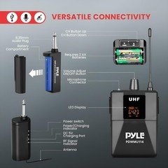 Pyle UHF Wireless Microphone System Kit – Portable Professional Cordless