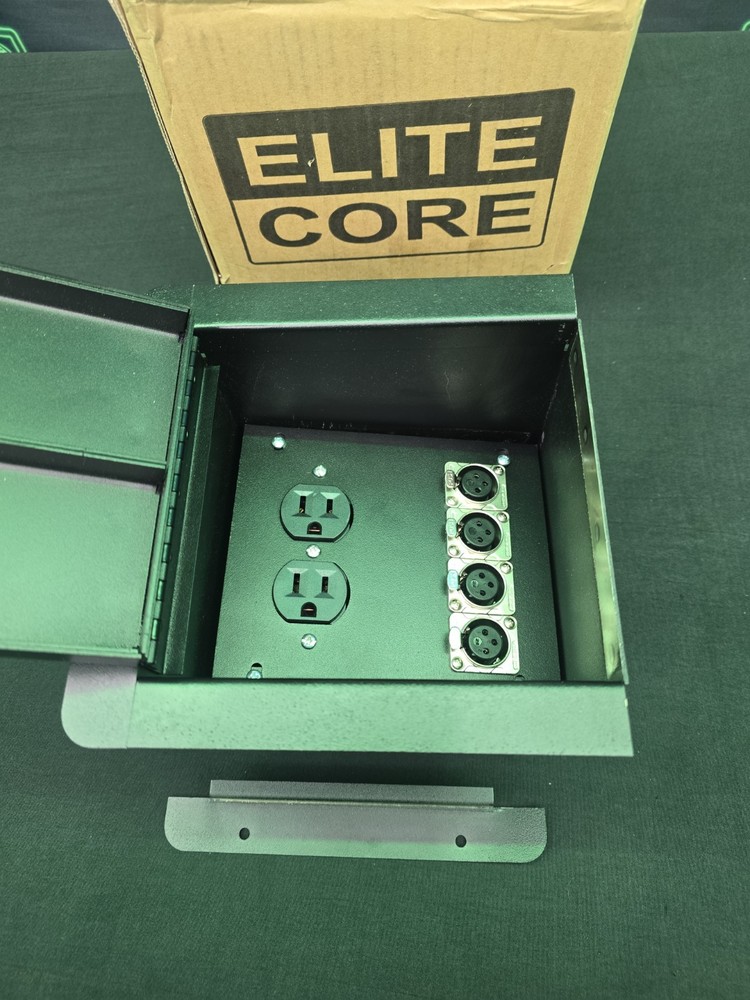 Elite Core FB4+AC Recessed Floor Box With 4xXLRF and Duplex AC Connectors