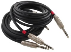 10ft Kirlin Dual 1/4″ TRS Stereo Male to Male Plug Noise Free Black Audio Cable