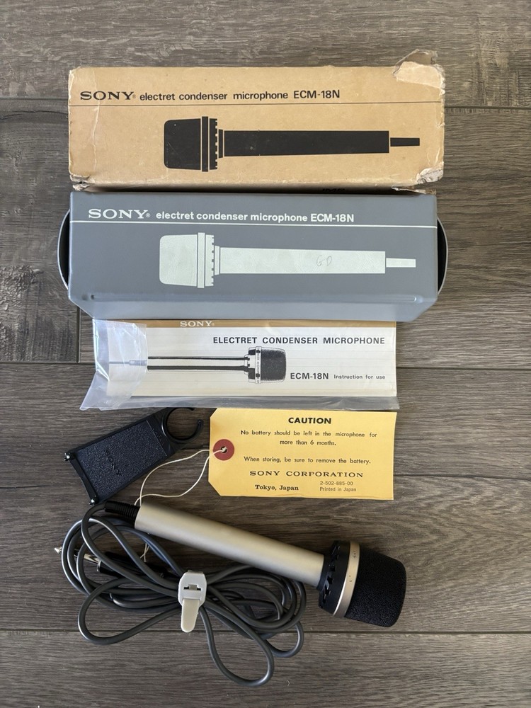 Sony ECM-18 Electret Condenser Microphone in Original Box with Paperwork