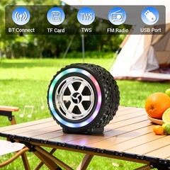 2.5″ Portable Tire Bluetooth Wireless Speaker BT TWS Soud System USB/TF/FM Radio