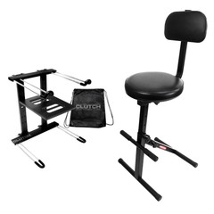 Portable Piano Keyboard Music DJ Adjustable Padded Gig Chair Seat + Laptop Stand