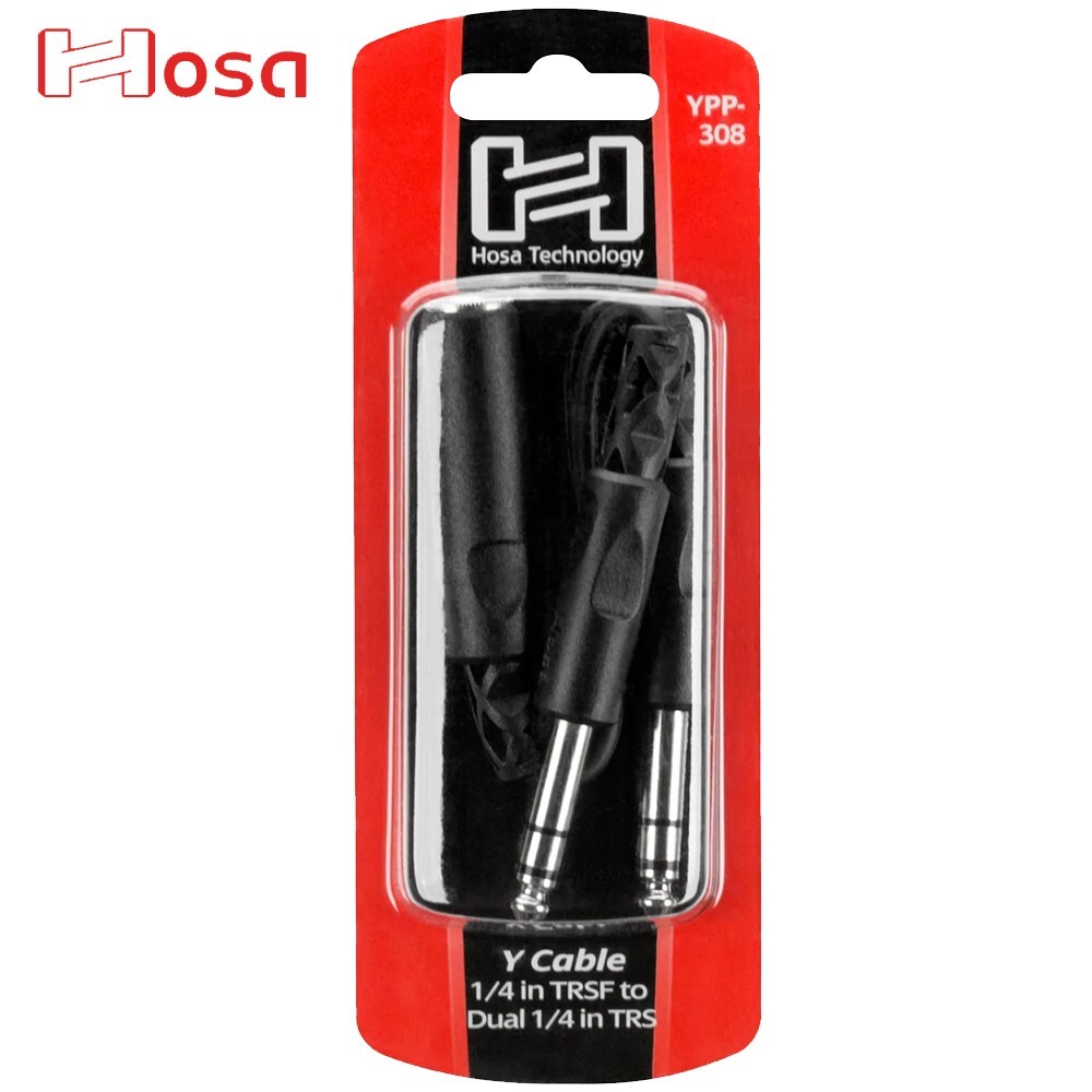Hosa YPP-308 Female 1/4 in TRSF to Dual 1/4 in TRS Stereo Splitter Y Cable