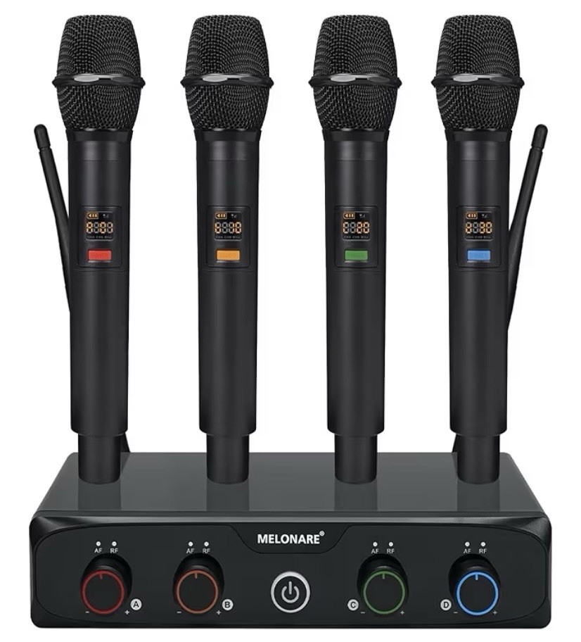 4-Channel Wireless Microphone System, UHF Compact Cordless Mic Set