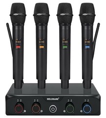 4-Channel Wireless Microphone System, UHF Compact Cordless Mic Set