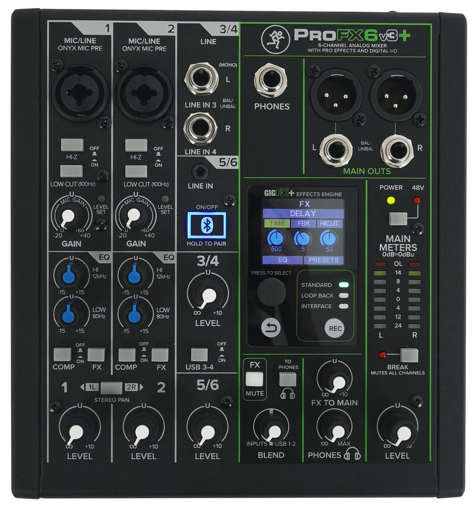 Mackie ProFX6v3+ 6-Channel Analog Mixer w/Enhanced FX/USB Recording/Bluetooth